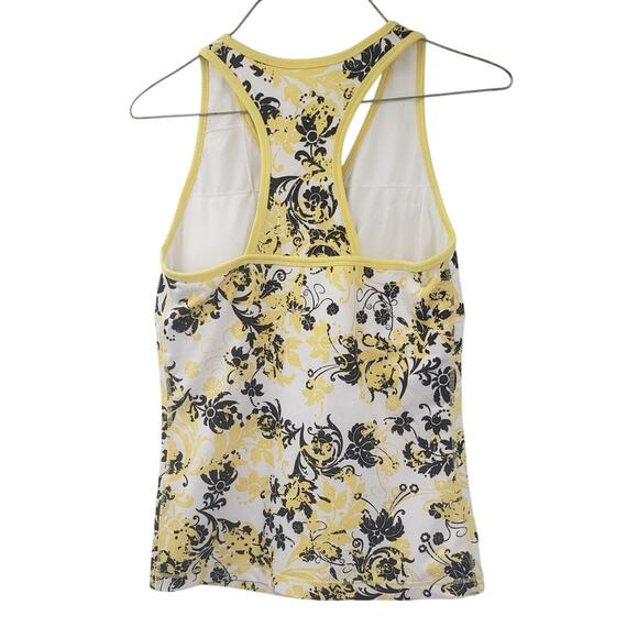 DANSKIN NOW Racerback Yellow Floral Tank Top Womens Size Small S Athletic - Picture 2 of 4